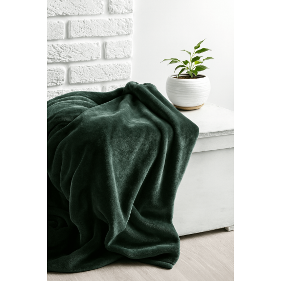 ASTRON - Κουβέρτα βελουτέ υπέρδιπλη Olive ( 220x240)