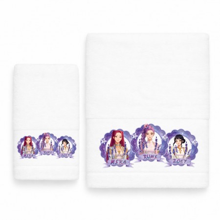 ASTRON - Παιδικές Πετσέτες (σετ 2 τεμ) Girls Band White (30x50) (70x140)