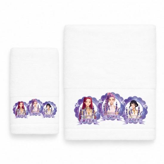 ASTRON - Παιδικές Πετσέτες (σετ 2 τεμ) Girls Band White (30x50) (70x140)