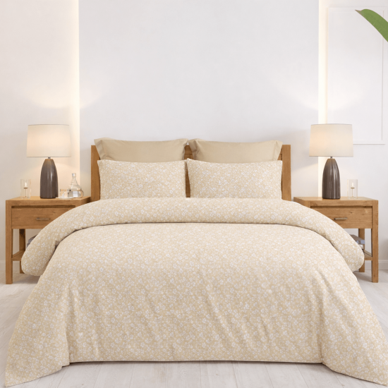 ASTRON - Σετ Σεντόνια Υπέρδιπλα Emily Beige 2Χ(2,45Χ2,60) + 2Χ(52Χ72)