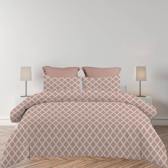 ASTRON - Σετ Σεντόνια Υπέρδιπλα Lucia Chocolat t 2Χ(2,45Χ2,60) + 2Χ(52Χ72)