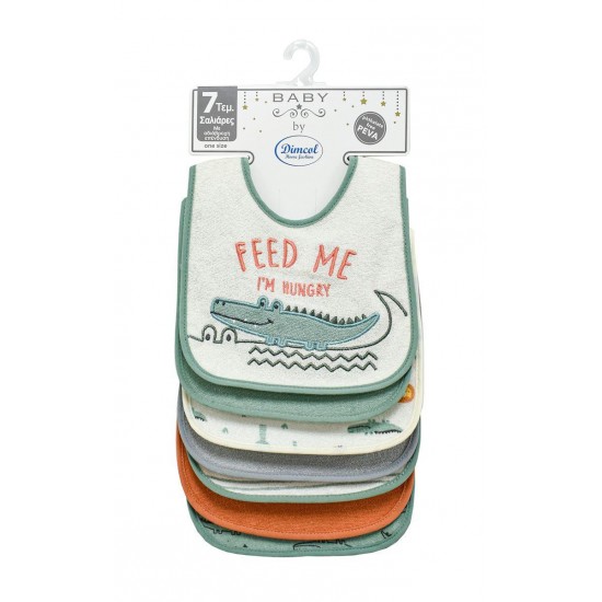 DIMCOL - Σαλιάρα με Velcro bebe με Αδιάβροχη Επένδυση Σετ 7 Τεμ. Crocodile 21 Green (30X20) DIMCOL - Σαλιάρα με Velcro bebe με Αδιάβροχη Επένδυση Σετ 7 Τεμ. Crocodile 21 Green (30X20)