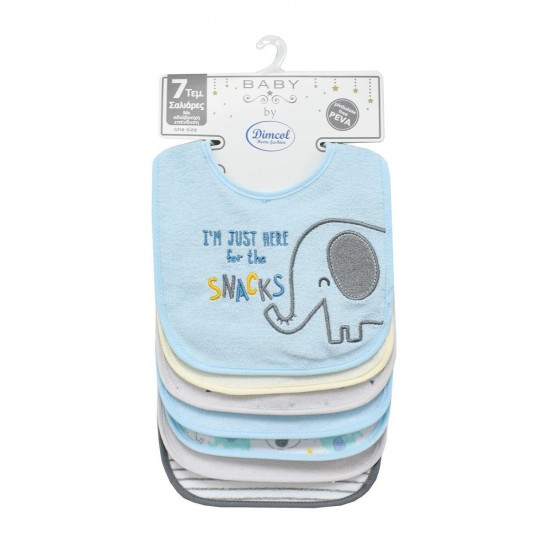 DIMCOL - Σαλιάρα με Velcro bebe με Αδιάβροχη Επένδυση Σετ 7 Τεμ. Elephant 19 Sky Blue (30X20) DIMCOL - Σαλιάρα με Velcro bebe με Αδιάβροχη Επένδυση Σετ 7 Τεμ. Elephant 19 Sky Blue (30X20)
