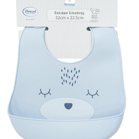 DIMCOL - Σαλιάρα Σιλικόνης bebe με Κουμπί και Τσέπη 18 Sky Blue (22.5X32)