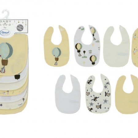 DIMCOL - Σαλιάρα με Velcro bebe με Αδιάβροχη Επένδυση Σετ 7 Τεμ. Balloon 09  Yellow (30X20)