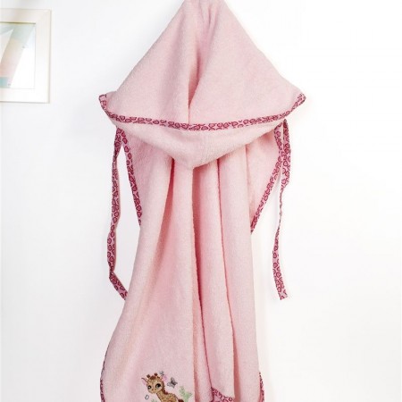 DIMCOL -  Κάπα Με Κέντημα bebe  Giraffe 171 Pink (75X85) 
