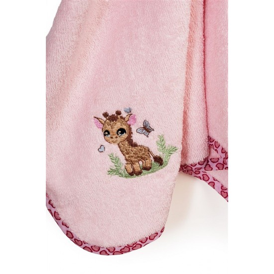 DIMCOL -  Κάπα Με Κέντημα bebe  Giraffe 171 Pink (75X85) 