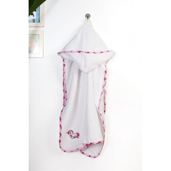 DIMCOL -  Κάπα Με Κέντημα bebe  Unicorn 188 White-Pink (75X85) 
