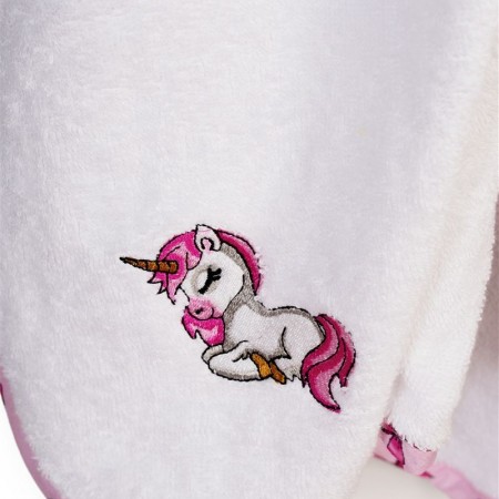 DIMCOL -  Κάπα Με Κέντημα bebe  Unicorn 188 White-Pink (75X85) 