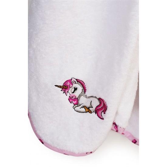 DIMCOL -  Κάπα Με Κέντημα bebe  Unicorn 188 White-Pink (75X85) 