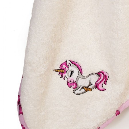 DIMCOL -  Κάπα Με Κέντημα bebe  Unicorn 189 Ecru-Pink (75X85) 