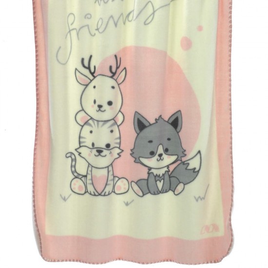 MORA - ΒΡΕΦΙΚΗ ΚΟΥΒΕΡΤΑ ΒΕΛΟΥΤΕ ΚΟΥΝΙΑΣ MORVEN PICCOLA L43 PINK 110X140
