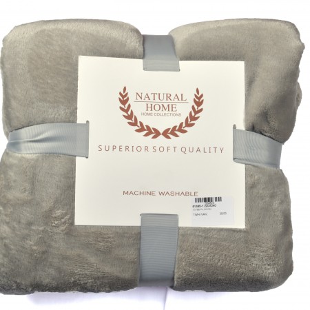 NATURAL HOME-Κουβέρτα Μονή 160x230 Flanel Fleece - Natural Home - N BLANKET Γκρί