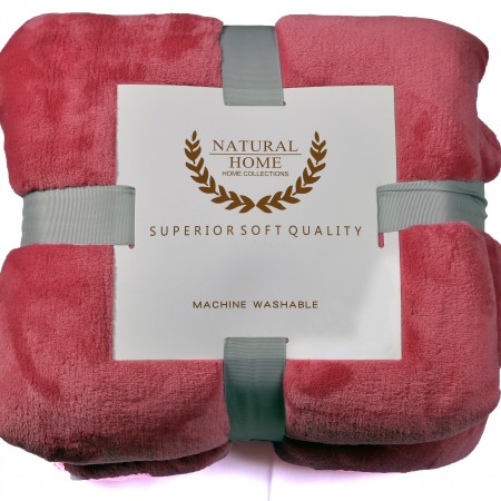 NATURAL HOME-Κουβέρτα Υπέρδιπλη 220x240 Flanel Fleece - Natural Home - N BLANKET Ροζ-Φουξ