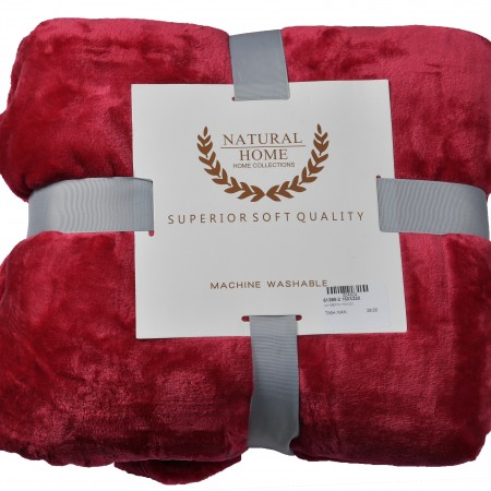 NATURAL HOME-Κουβέρτα Μονή 160x230 Flanel Fleece - Natural Home - N BLANKET Μπορντό