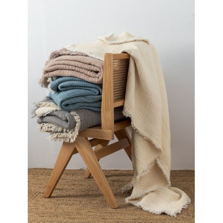 PALAMAIKI - Κουβέρτα muslin  MOUS BLUE (250x240)