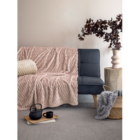 PALAMAIKI - Κουβέρτα Fleece Μονή ASTER BEIGE (160x220)