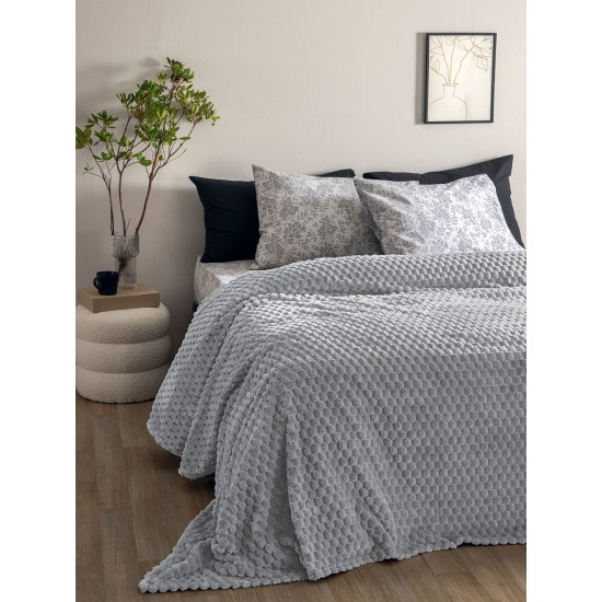 PALAMAIKI - Κουβέρτα Fleece Μονή ASTER GREY (160x220)